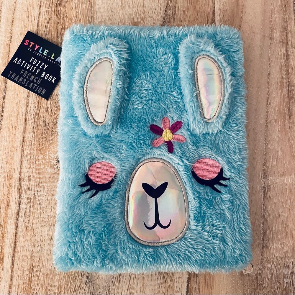 NWT Blue Ranbit Bunny Fuzzy Journal Inspirational Motivational Activity Book